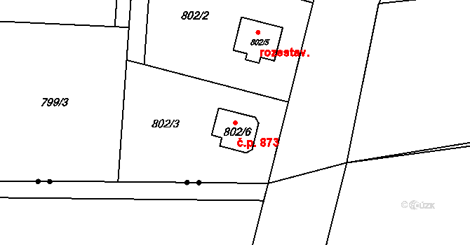 Skřečoň 873, Bohumín na parcele st. 802/6 v KÚ Skřečoň, Katastrální mapa