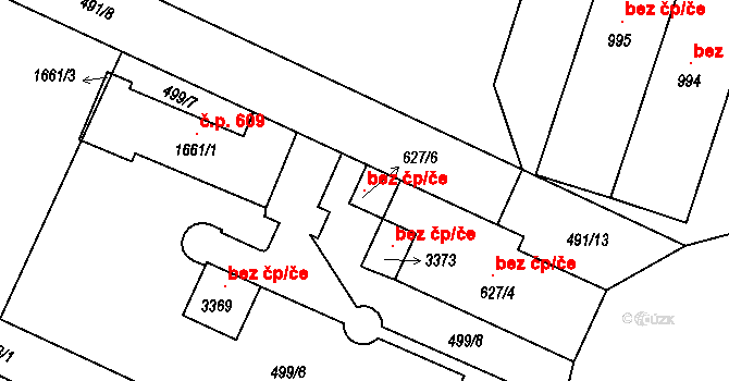 Milevsko 97850187 na parcele st. 627/6 v KÚ Milevsko, Katastrální mapa