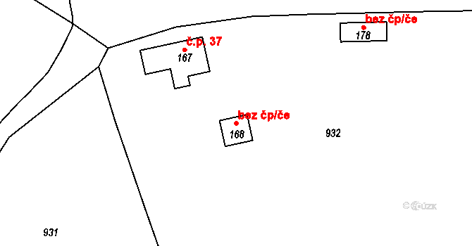 Úmonín 105262188 na parcele st. 168 v KÚ Lomec u Úmonína, Katastrální mapa