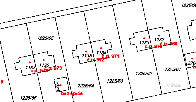 Lipník nad Bečvou I-Město 971, Lipník nad Bečvou na parcele st. 1134 v KÚ Lipník nad Bečvou, Katastrální mapa