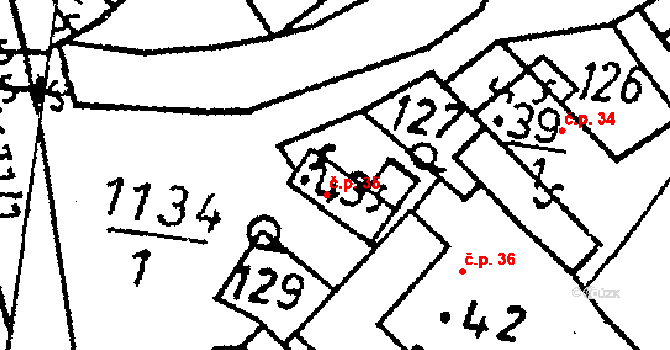 Klucké Chvalovice 35, Zbýšov na parcele st. 43 v KÚ Klucké Chvalovice, Katastrální mapa