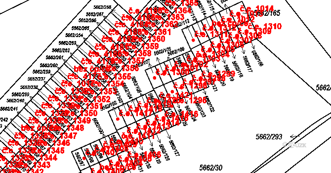 Jihlava 1296 na parcele st. 5662/125 v KÚ Jihlava, Katastrální mapa