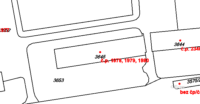 Kročehlavy 1978,1979,1980, Kladno na parcele st. 3645 v KÚ Kročehlavy, Katastrální mapa