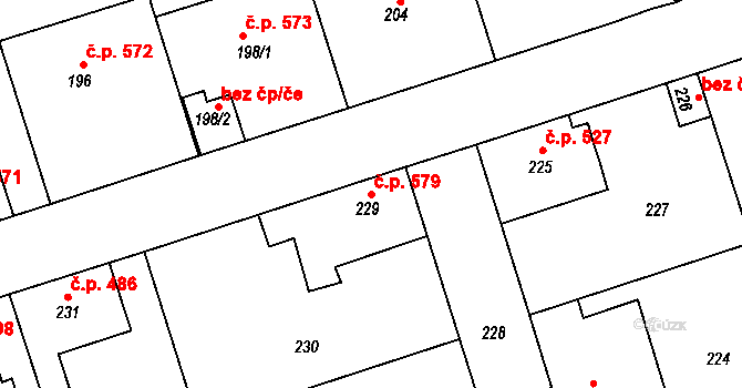 Libušín 579 na parcele st. 229 v KÚ Libušín, Katastrální mapa