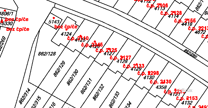 Blansko 2127 na parcele st. 4127 v KÚ Blansko, Katastrální mapa