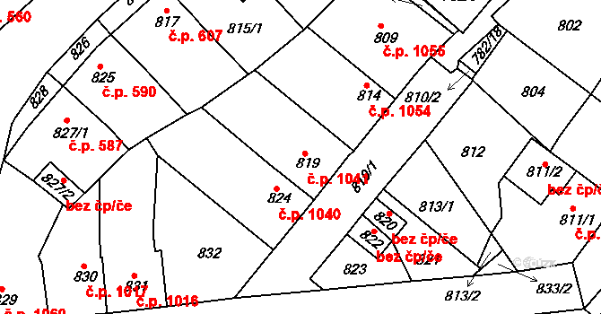 Tachov 1041 na parcele st. 819 v KÚ Tachov, Katastrální mapa