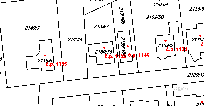 Lovosice 1132 na parcele st. 2139/86 v KÚ Lovosice, Katastrální mapa