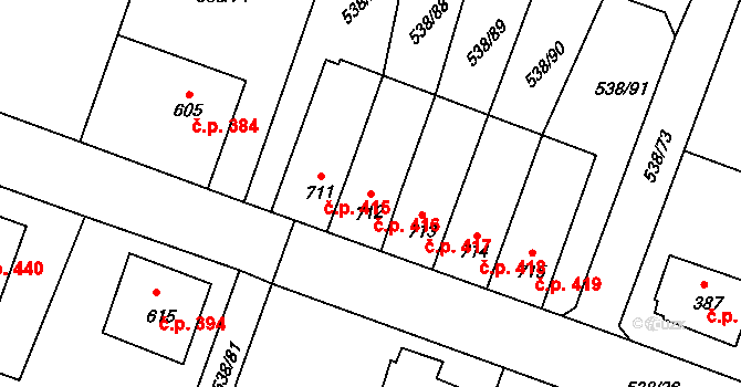 Chýnov 416 na parcele st. 712 v KÚ Chýnov u Tábora, Katastrální mapa