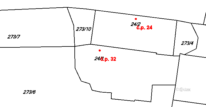 Tuchonice 32, Žimutice na parcele st. 24/1 v KÚ Tuchonice, Katastrální mapa