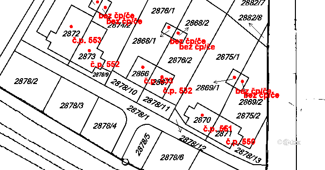 Petrův Dvůr 532, Netolice na parcele st. 2867 v KÚ Netolice, Katastrální mapa