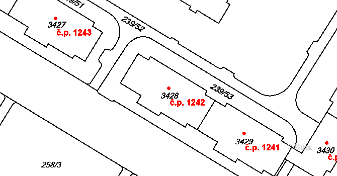 Strakonice I 1242, Strakonice na parcele st. 3428 v KÚ Strakonice, Katastrální mapa