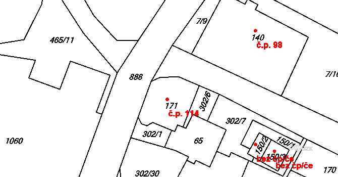 Fojtovice 114, Krupka na parcele st. 171 v KÚ Fojtovice u Krupky, Katastrální mapa