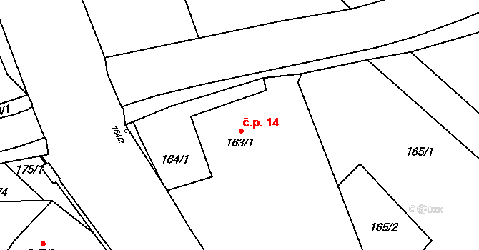 Vrbice 14, Bohumín na parcele st. 163/1 v KÚ Vrbice nad Odrou, Katastrální mapa