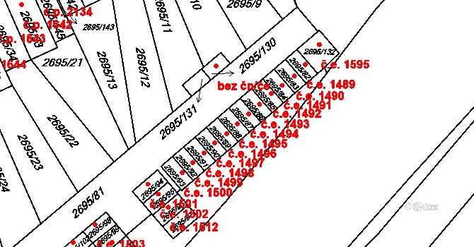 Pelhřimov 1495 na parcele st. 2695/88 v KÚ Pelhřimov, Katastrální mapa