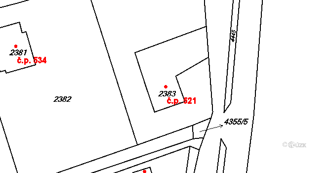 Frýdlant 521, Frýdlant nad Ostravicí na parcele st. 2383 v KÚ Frýdlant nad Ostravicí, Katastrální mapa
