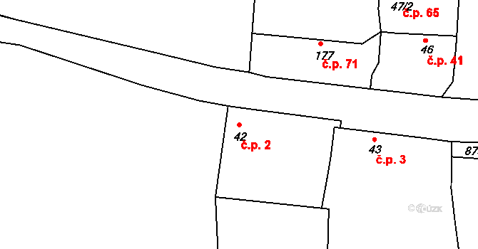 Chocenice 2, Břežany I na parcele st. 42 v KÚ Chocenice u Břežan I, Katastrální mapa