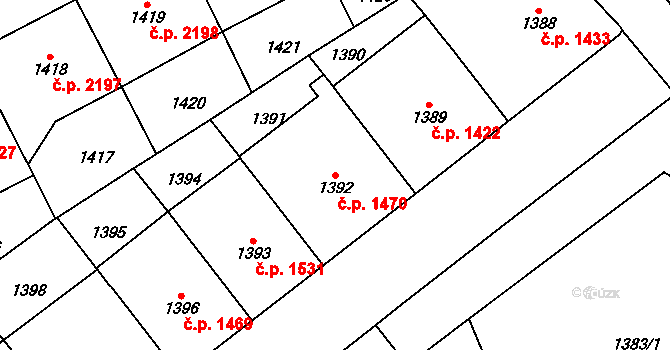 Vinohrady 1470, Praha na parcele st. 1392 v KÚ Vinohrady, Katastrální mapa