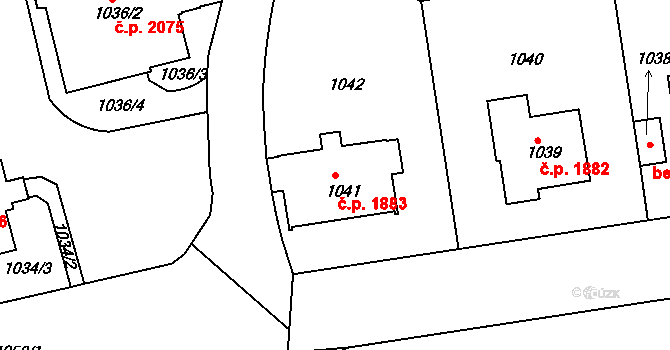 Dejvice 1883, Praha na parcele st. 1041 v KÚ Dejvice, Katastrální mapa