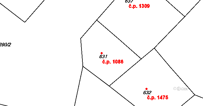 Holešovice 1086, Praha na parcele st. 631 v KÚ Holešovice, Katastrální mapa