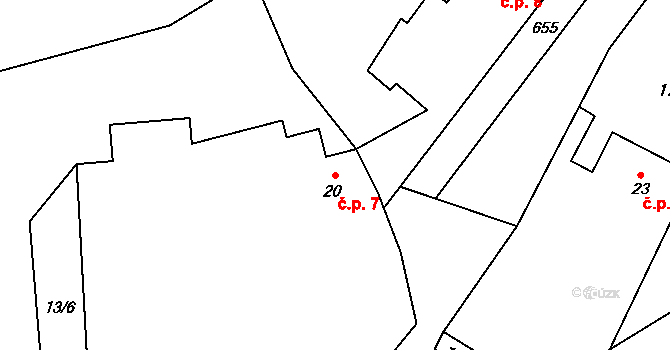 Černín 7, Zdice na parcele st. 20 v KÚ Černín u Zdic, Katastrální mapa