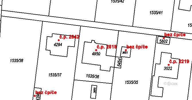Dvůr Králové nad Labem 2818 na parcele st. 4950 v KÚ Dvůr Králové nad Labem, Katastrální mapa