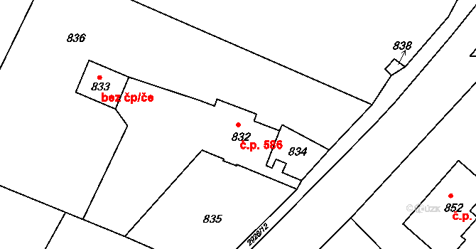 Rumburk 1 586, Rumburk na parcele st. 832 v KÚ Rumburk, Katastrální mapa