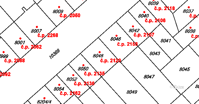 Jižní Předměstí 2120, Plzeň na parcele st. 8048 v KÚ Plzeň, Katastrální mapa