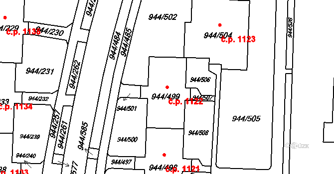 Šumbark 1122, Havířov na parcele st. 944/499 v KÚ Šumbark, Katastrální mapa