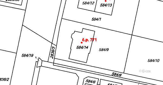 Kamenice nad Lipou 771 na parcele st. 584/14 v KÚ Kamenice nad Lipou, Katastrální mapa