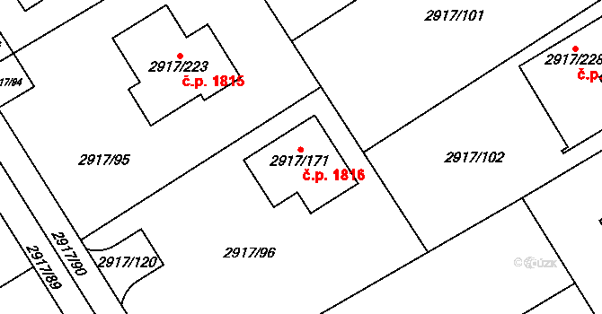 Černošice 1816 na parcele st. 2917/171 v KÚ Černošice, Katastrální mapa