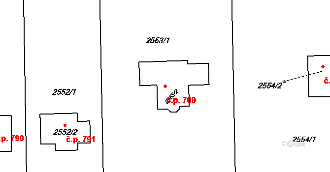 Horní Těrlicko 769, Těrlicko na parcele st. 2553/2 v KÚ Horní Těrlicko, Katastrální mapa