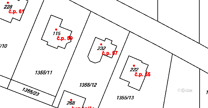 Čížov 57 na parcele st. 232 v KÚ Čížov u Jihlavy, Katastrální mapa