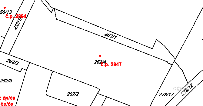 Předměstí 2947, Opava na parcele st. 262/4 v KÚ Opava-Předměstí, Katastrální mapa