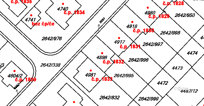Kuřim 1832 na parcele st. 4898 v KÚ Kuřim, Katastrální mapa