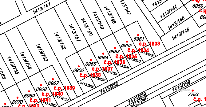 Beroun-Město 1836, Beroun na parcele st. 6964 v KÚ Beroun, Katastrální mapa
