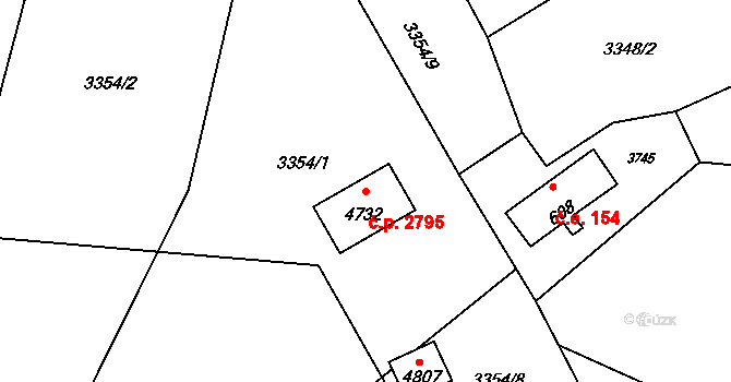 Rožnov pod Radhoštěm 2795 na parcele st. 4732 v KÚ Rožnov pod Radhoštěm, Katastrální mapa