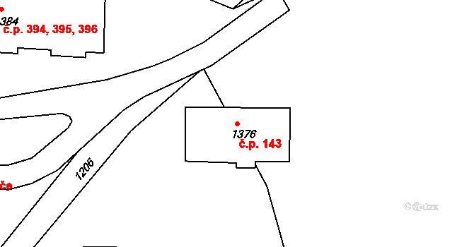 Břidličná 143 na parcele st. 1376 v KÚ Břidličná, Katastrální mapa
