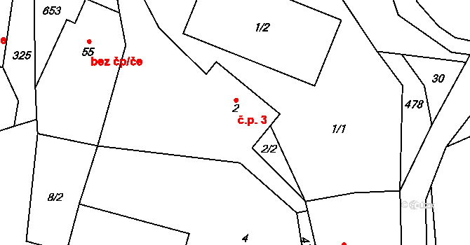 Drouhavec 3, Velhartice na parcele st. 2 v KÚ Drouhavec, Katastrální mapa