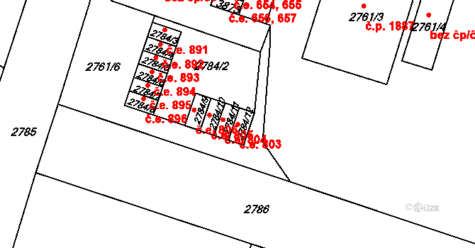 Děčín VI-Letná 803, Děčín na parcele st. 2784/12 v KÚ Podmokly, Katastrální mapa
