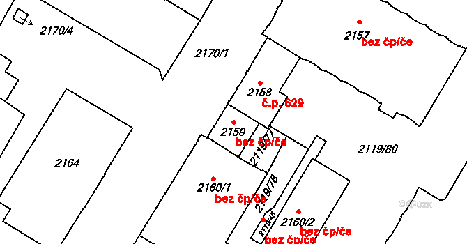 Chomutov 39080188 na parcele st. 2159 v KÚ Chomutov I, Katastrální mapa
