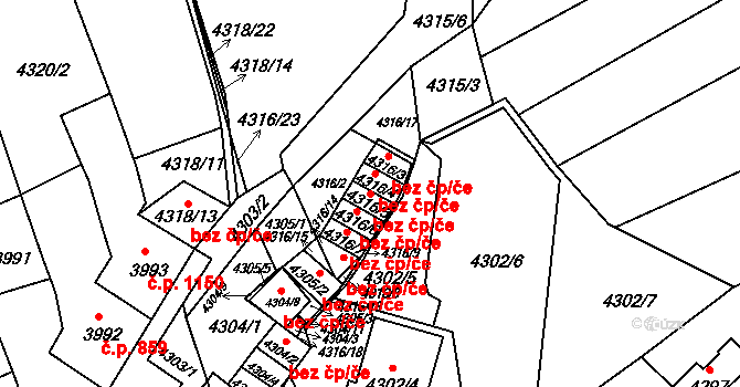 Brno 39479188 na parcele st. 4316/5 v KÚ Královo Pole, Katastrální mapa