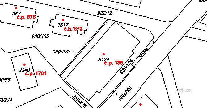Zlín 138 na parcele st. 5124 v KÚ Zlín, Katastrální mapa