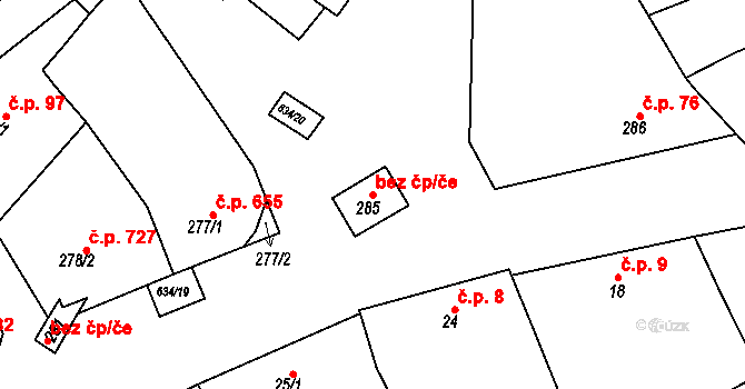 Šardice 42852188 na parcele st. 285 v KÚ Šardice, Katastrální mapa