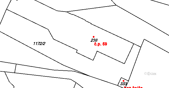 Klokočov 59, Vítkov na parcele st. 238 v KÚ Klokočov u Vítkova, Katastrální mapa
