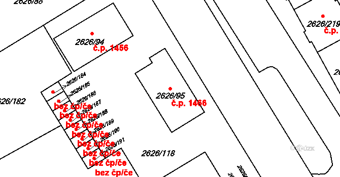 Předměstí 1466, Opava na parcele st. 2626/95 v KÚ Opava-Předměstí, Katastrální mapa