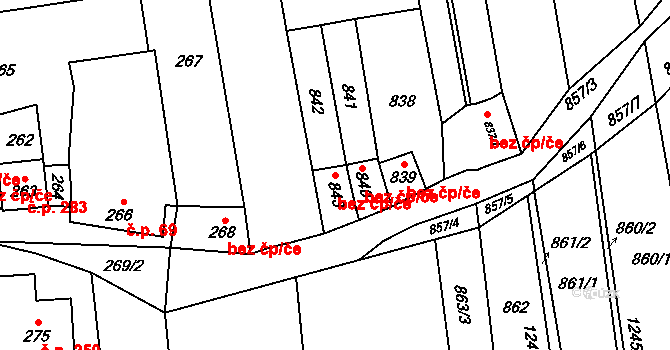 Žádovice 48528188 na parcele st. 843 v KÚ Žádovice, Katastrální mapa