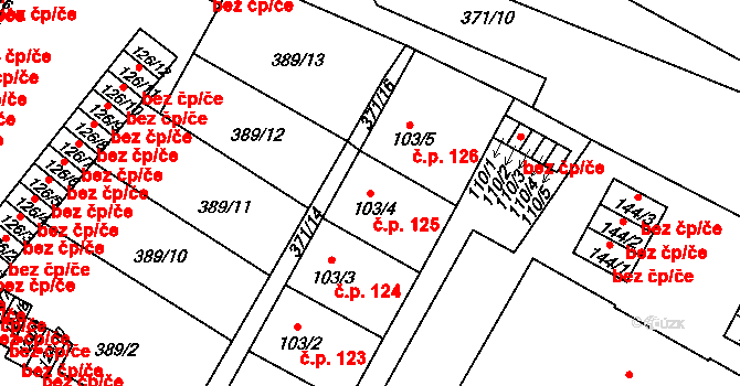 Čepirohy 125, Most na parcele st. 103/4 v KÚ Čepirohy, Katastrální mapa