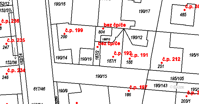 Dobroměřice 54024188 na parcele st. 187/2 v KÚ Dobroměřice, Katastrální mapa
