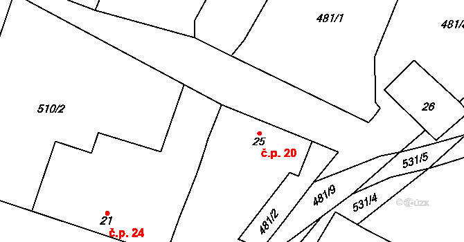 Hašov 20, Horšovský Týn na parcele st. 25 v KÚ Hašov, Katastrální mapa