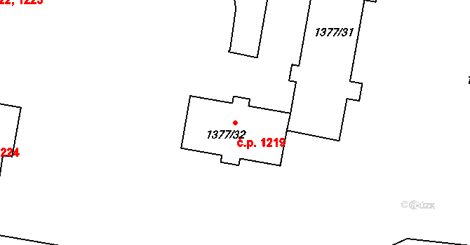 Kopřivnice 1219 na parcele st. 1377/32 v KÚ Kopřivnice, Katastrální mapa